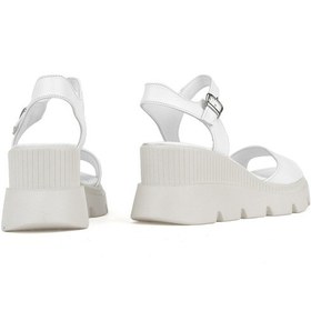 Resim Ziya, Kadın Hakiki Deri Dolgu Topuk Sandalet 1411020z2003 Beyaz 1411020z2003 500 Beyaz 