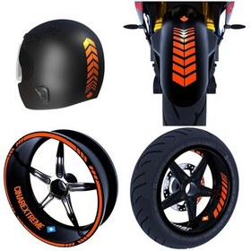 Resim Moto Rider 4'lü Sticker Seti Alev Turuncu İç Dış Jant Şeridi Kask Ve Çamurluk Çınar Extreme 