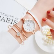 Resim Hanyang Gül Altın Beyaz Set Lvpai Üst Marka Kadın Bilezik Saatler Set Moda Kadın Elbise Bayanlar Bilek Izle Lüks Gül Altın Kuvars Izle Set Montre Femme (Yurt Dışından) 