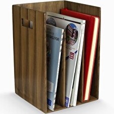 Resim WOODSAKA Reka Kitaplık ve Dergilik - Ceviz Ağacından - 25.2x25.2x33.1 CM 