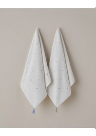 Resim English Home Petite Dot Pamuk Püsküllü Yüz Havlusu 50x80 Cm Yeşil-mavi Yeşil-mavi 