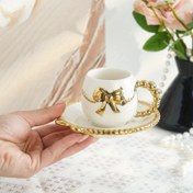 Resim 1 set, 6 set Seramik Kahve Fincanı ve Tabak Seti Ev Mutfak, Yemek Odası, Oturma Odası Hediye İçme Suyu Fincanı, Soğuk İçecek Fincanı, Yalıtımlı Fincan, Çay, Kahve, Süt, Meyve Suyu için Uygun Kahve Fincanı ve Tabak, Düğün Ziyafeti, Hediye, Doğum Günü 