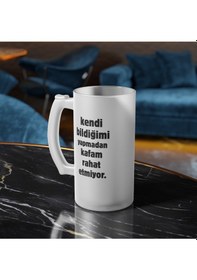 Resim Kendi Bildiğimi Yapmayınca Baskılı Buzlu Hediyelik Bira Bardağı - Doğum Günü - Sevgililer Günü Beyaz 