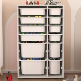 Resim Rine 12 Sepetli Çok Amaçlı Oyuncak Dolabı Beyaz 