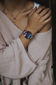 Resim Spovan Papillon Iris AMOLED Ekran Nabız Uyku Takibi Sesli Görüşme Akıllı Saat - Silver 