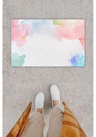 Resim Dijital Baskı Dekoratif Düz Ebruli Kapı Önü Paspası K-1221 