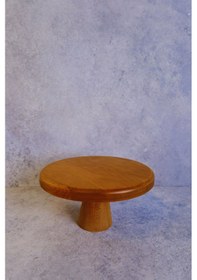 Resim Justwood Mini 20 Cm Ahşap Konik Ayaklı Yuvarlak Pasta Kurabiye Sunum Servis Tabağı Kahverengi 