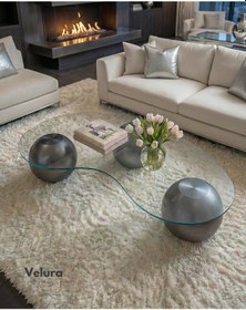 Resim Küre Orta Sehpa - Silver - Fasulye - Füme Cam Gümüş 