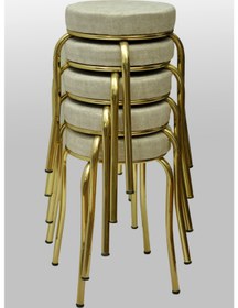 Resim TABURECİM Tabure (5 Adet) Gold Ayaklı, Mina Kumaş, Metal Ahtapot Ayak Aygl-257 