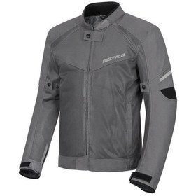 Resim Motosiklet Yazlık File Mont Full Korumalı File Kanvas Kumaş Görünmez Reflektör Logo Motor Montu Gri 