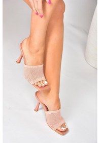 Resim Fox Shoes Pudra Triko Kumaş Topuklu Kadın Terlik P590033357 
