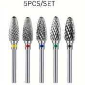 Resim 5 Adet Tırnak Matkap Uç Seti, Tungsten Çelik Öğütme Başlıkları, Karbür Tırnak Matkap Uçları, Düşük Alerjik, Salon & Ev Kullanımı, Tırnak Sanatı Araçları 