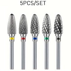 Resim 5 Adet Tırnak Matkap Uç Seti, Tungsten Çelik Öğütme Başlıkları, Karbür Tırnak Matkap Uçları, Düşük Alerjik, Salon & Ev Kullanımı, Tırnak Sanatı Araçları 