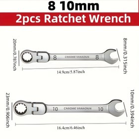 Resim İki farklı boyutlu Ayarlanabilir Ratchet Anahtar Seti - Krom Vanadyum çeliği, 100° Açı Tasarımı, Ergonomik Kırmızı ve Siyah Tutma Kolu, Sıkı Alanlar için Soket Uzatma ve Ratchet Başlığı Dahil, Ev ve Profesyonel Kullanım, Ratchet Anahtar Seti, Dayanıklı Araç İnşası 