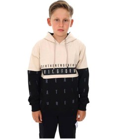 Resim Ekkokids Erkek Çocuk Kapüşonlu Moving Forward Yazılı Harf Desenli Sweatshirt-13385-camel Camel 