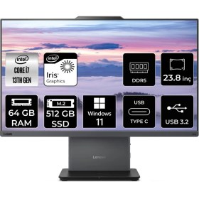 Resim Lenovo Thinkcentre Neo 50A Gen 5 i7 13620H All In One Bilgisayar 64GB RAM 512GB SSD 23.8" FHD Win11 Pro + Per4 USB 12SC000KTRP412 