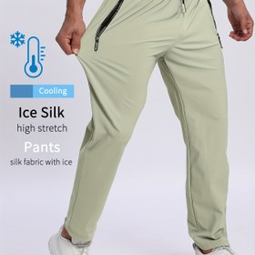 Resim Erkek spor pantolonları, nem ve teri emer, sizi kuru ve nefes alabilir tutar, cepleri ve bağcıkları, fermuar detayları, yumuşak ve rahat dokunuşlu, hafif ve dayanıklı spor pantolonları, klasik düz renkli çok yönlü Erkek buzlu fiber kumaş pantolonlar, ince ve hızlı kuruyan dış mekan pantolonları, dış mekan sporları, evde dinlenme, fitness antrenmanı ve sokak yürüyüşü için mükemmel 