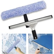Resim 2'si 1 Arada Profesyonel Cam Temizleme Seti: Silikon Kazıyıcı ve Mikrofiber Bez - Duş Camı, Aynalar, Kapılar ve Arabalar İçin İdeal 
