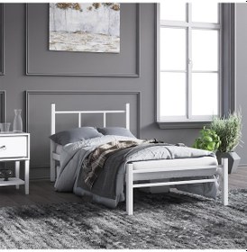 Resim Metal Karyola, Defne Metal Karyola 90x200 cm Beyaz Renk 