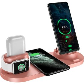 Resim Love Home Kablosuz Şarj Için Uygun Cep Telefonu Kulaklık Saati Şarjı 15W Çok Fonksiyonlu Altıda Bir Kablosuz Şarj Cihazı (Yurt Dışından) 