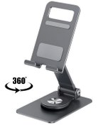Resim 360 Derece Dönebilen Lüks Katlanabilir Metal Tablet Ve Telefon Tutucu Stant Masaüstü Şarj Stand 
