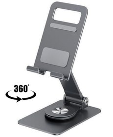 Resim 360 Derece Dönebilen Lüks Katlanabilir Metal Tablet Ve Telefon Tutucu Stant Masaüstü Şarj Stand 