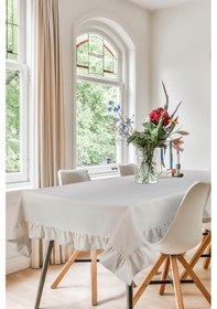 Resim Naturel Fırfırlı Masa Örtüsü Vintage Krem 