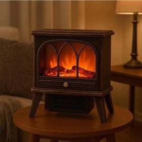 Resim Dekoratif Ledli Isıtmalı Ayaklı Şömine 36cm Aalk2504 