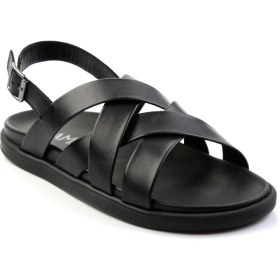 Resim Bambi Siyah Leather Erkek Sandalet E05863955543 