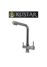 Resim Kustar 3 Yollu Mutfak Eviye Bataryası Füme Gold Arıtma Çıkışlı Batarya 