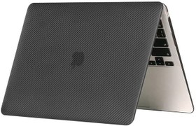 Resim Apple Macbook Air 13.3inç 2020 M1 A2337 A2179 A1932 ile uyumlu Kılıf ile uyumlu Kılıf Karbon Fiber Desenli Kapak Siyah 