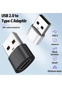 Resim Usb To Type-C Dişi Çevirici Dönüştürücü Adaptör 