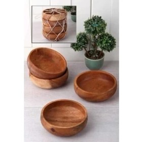 Resim 4 Adet Ahşap Bambu Çerez Tabağı Organik Bambu Kase Çerezlik & Bambu Çerezlik & Sofra Çerezlik 