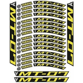 Resim Yamaha Mt-07 Uyumlu Florasan Sarı Baskı 1 Set Jant Şeridi Renkli 