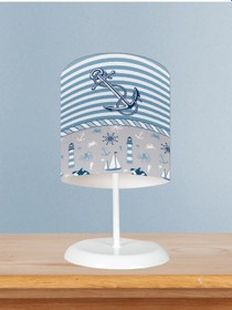 Resim Mekta Home Bebek Ve Çocuk Odası Mavi Denizci Desenli Abajur 