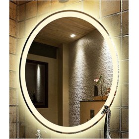 Resim Global Led Mirror 40X60 cm Kumlamalı Elips Ledli Ayna Banyo Aynası Dekoratif Ayna Boy Ayna Salon Duvar Ayna 