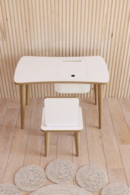 Resim Fahrettin Küçük Montessori Tek Çekmeceli Aktivite Oyun Çalışma Masası 1 Adet Sandalyeli 