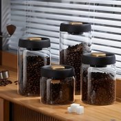 Resim Kahve Çekirdekleri ve Mutfak Depolama için Yüksek Kaliteli Borosilikat Cam Vakumlu Kavanoz - Boyutları 16,91 oz / 30,43 oz / 40,58 oz / 60,87 oz - Şeffaf ve Dayanıklı - Tazelik ve Lezzeti Koruma İçin Mükemmel 