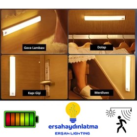 Resim erşahaydınlatma Hareket Sensörlü Şarjlı Led Lamba 30 Cm Beyaz Renk 