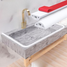 Resim Kendi Kendine Yapışkan Duş Eşiği Su Bariyeri, Katlanabilir Banyo Sıçrama Koruyucu, Tezgah Su Bariyeri, Banyo ve Mutfak için Kuru ve Islak Ayrım, Su Bariyeri ile Duşlar, Banyonuzuza Özel Klasik Stil 