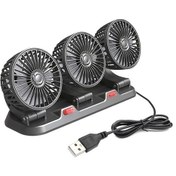 Resim Dashanshop Siyah 3 Başlıklı Katlanır Usb Araç Fanı Ayarlanabilir Rüzgar Büyük Kanatlar 