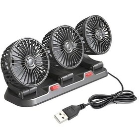 Resim Dashanshop Siyah 3 Başlıklı Katlanır Usb Araç Fanı Ayarlanabilir Rüzgar Büyük Kanatlar 