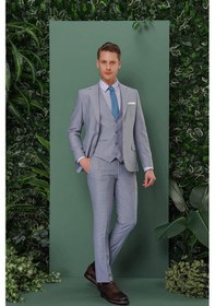 Resim Efor Tk 872 Slim Fit Gri-mavi Klasik Takım Elbise Gri - Mavi 