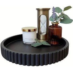 Resim Willowhaven 1 Adet Mondrame Vintage Boho Ahşap Dekoratif Tepsi Siyah - Dayanıklı Kahve Masası Aksesuarı 