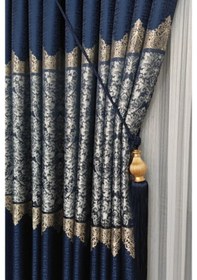 Resim Takım Fon Perde Lacivert-gümüş 2 Kanat Fon+aksesuar Lacivert 