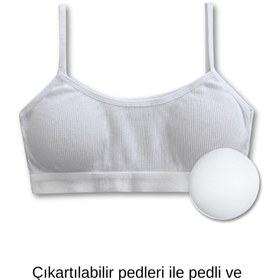 Resim Panfilia %95 Pamuklu Kız Çocuk İnce Askılı Alıştırma Sütyeni 3lü Set | Yarım Atlet 