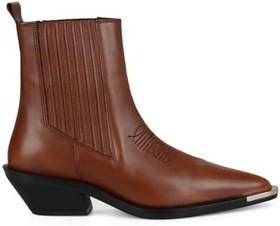 Resim Metal ve Nakış Detaylı Kahverengi Kadın Kovboy Botu 