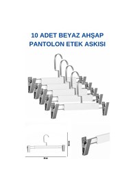Resim Pantolon Etek Askısı Ahşap Lamine Beyaz A Kalite Mandallı Askı 10 Adet Diğer 