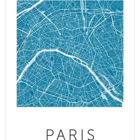 Resim Pari̇s Mavi̇ Hari̇ta - Art Print - 30x40 cm 