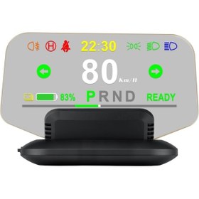 Resim Tesla Model 3 / Y İçin T1 5.1 İnç Araba Hud Head-up Display Aşırı Hız Alarmı Kalan Pil Yüzdesi Göstergesi 